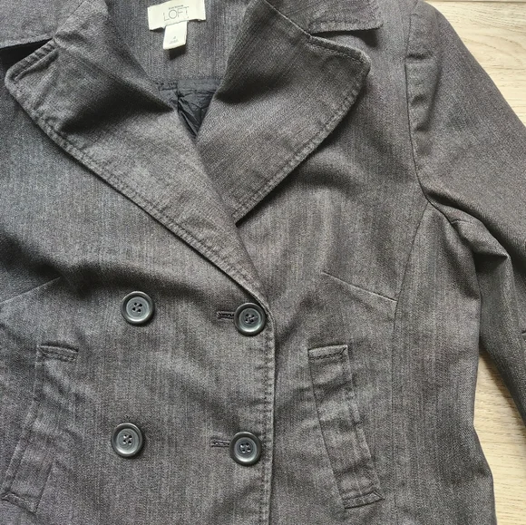 Ann Taylor LOFT Jean Jacket Womens 4 Bell Sleeves Denim Gray Black - Picture 3 of 11